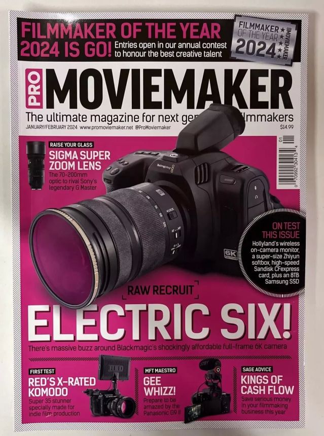 PRO MOVIEMAKER magazine side cover  January/February 2024