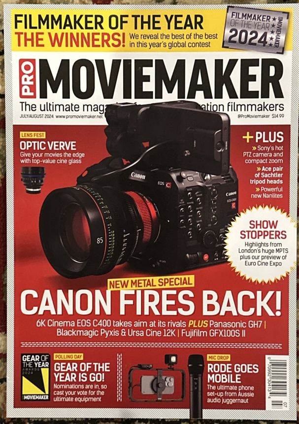 PRO MOVIEMAKER magazine side cover  July/August 2024