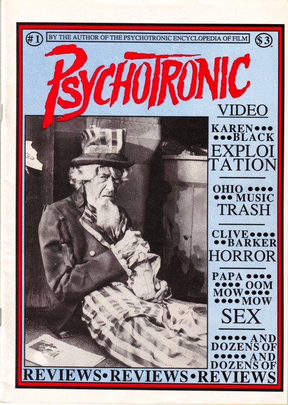 PSYCHOTRONIC VIDEO magazine side cover Issue 1  Vol 1 # 1  1989