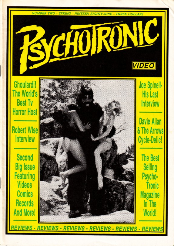 PSYCHOTRONIC VIDEO magazine side cover Issue 2  Vol 1 # 2 Spring 1989