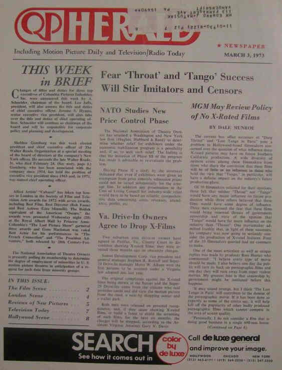 QP HERALD magazine side cover 3 March 1973