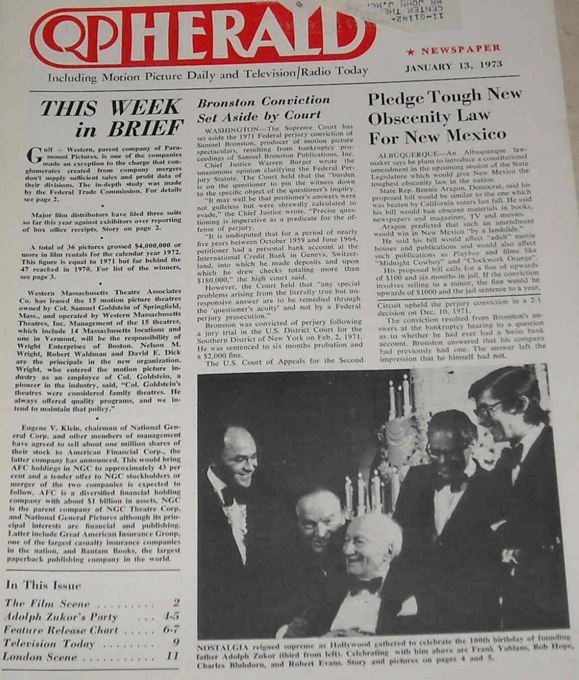 QP HERALD magazine side cover 13 January 1973