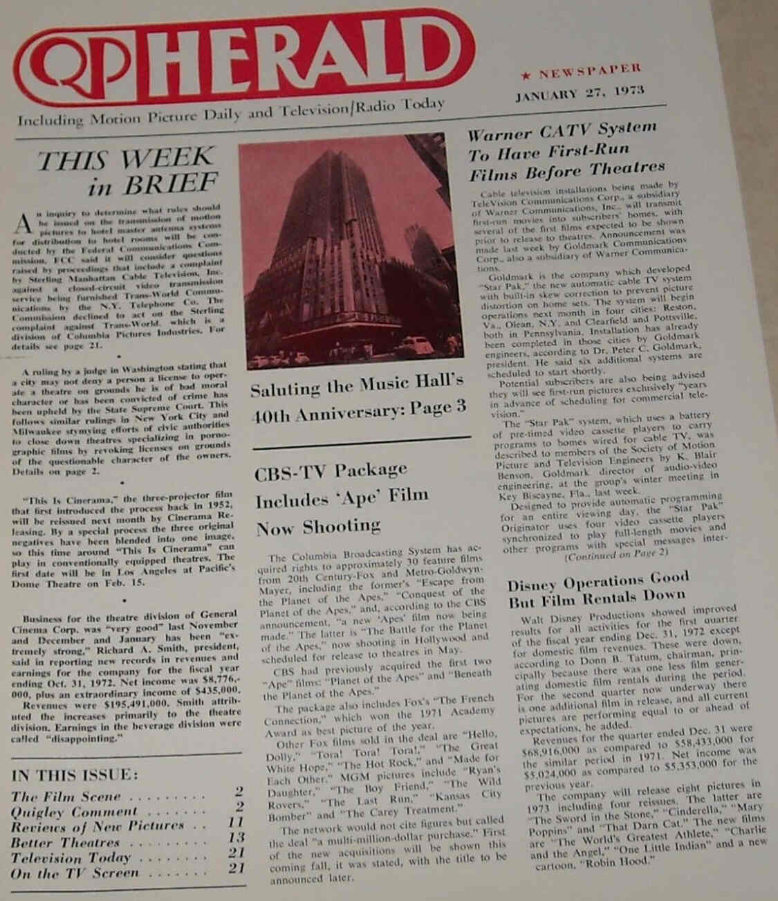 QP HERALD magazine side cover 27 January 1973