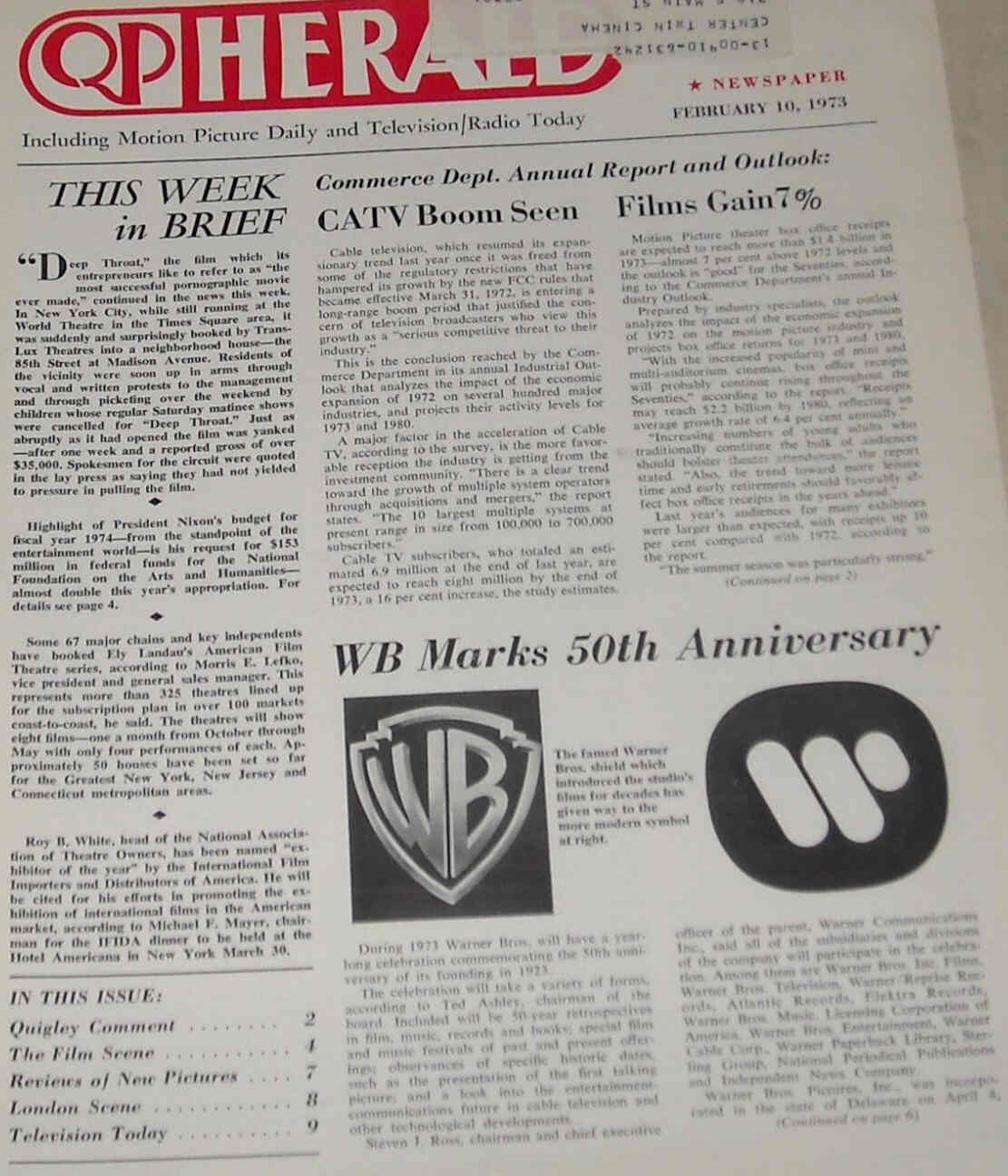 QP HERALD magazine side cover 10 February 1973