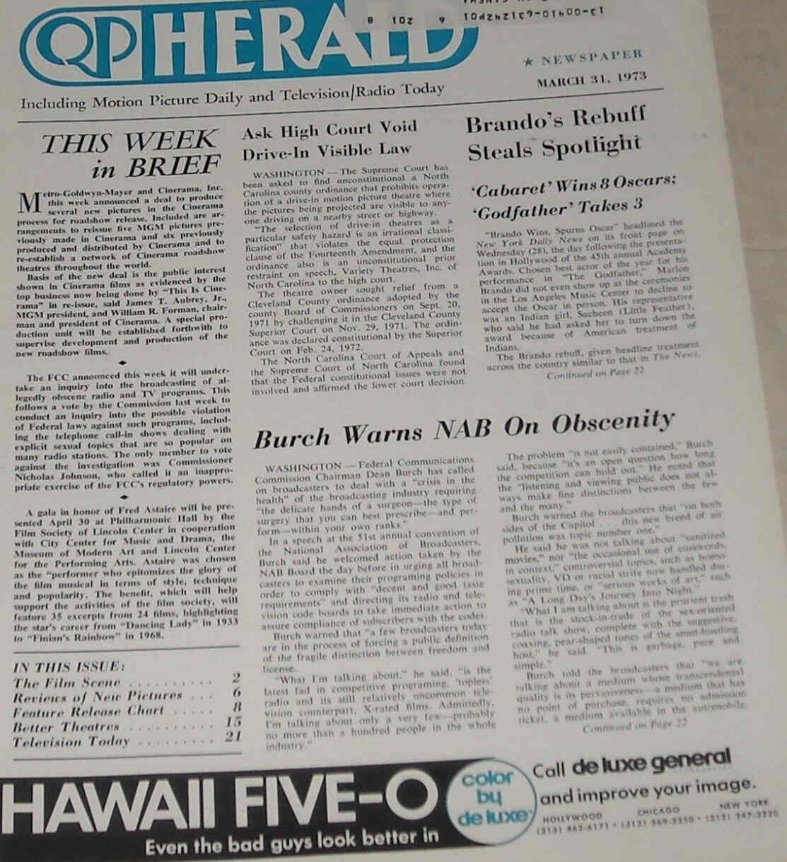 QP HERALD magazine side cover 31 March 1973