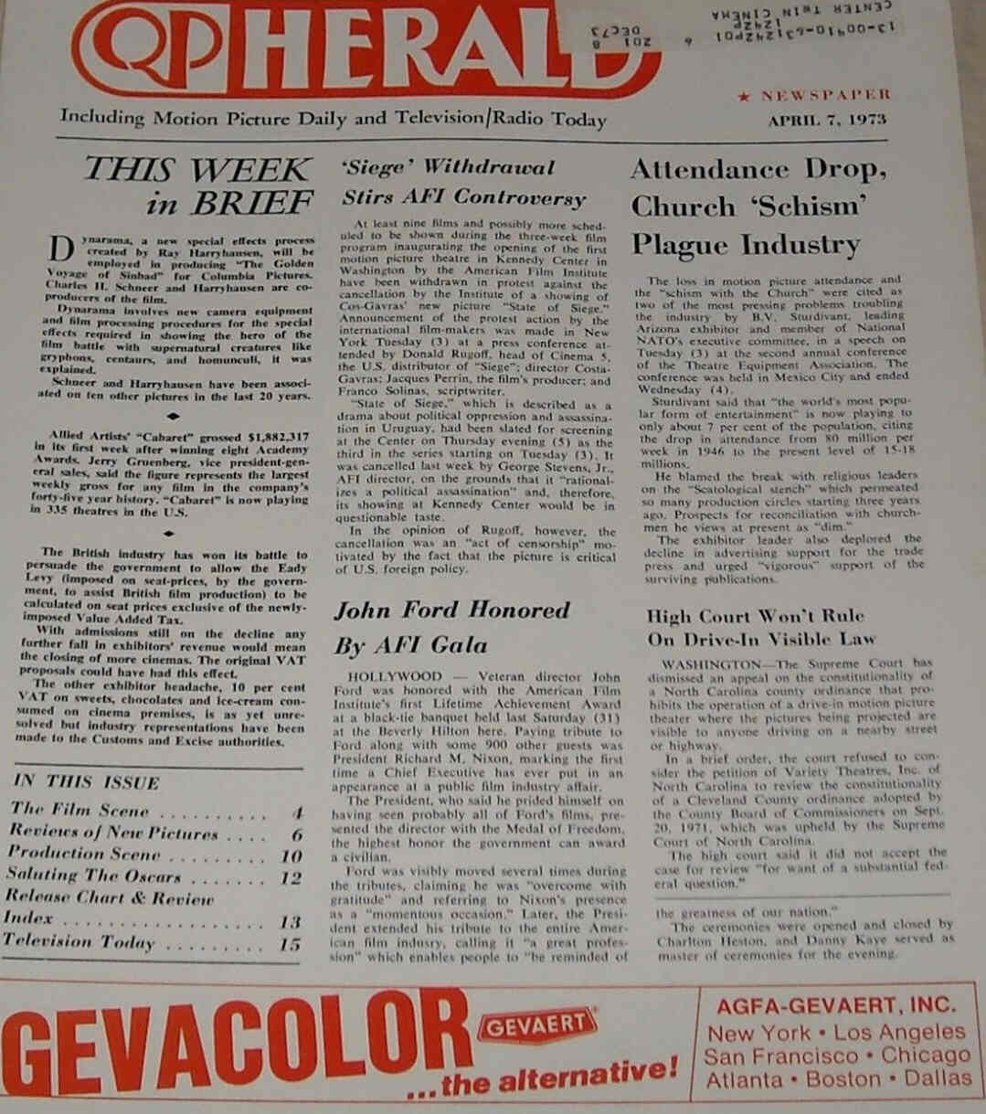 QP HERALD magazine side cover 7 April 1973