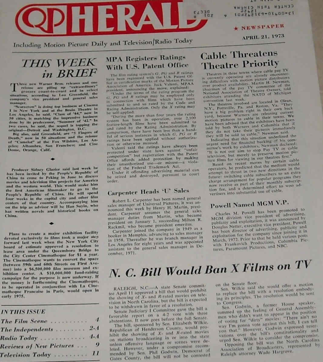 QP HERALD magazine side cover 21 April 1973