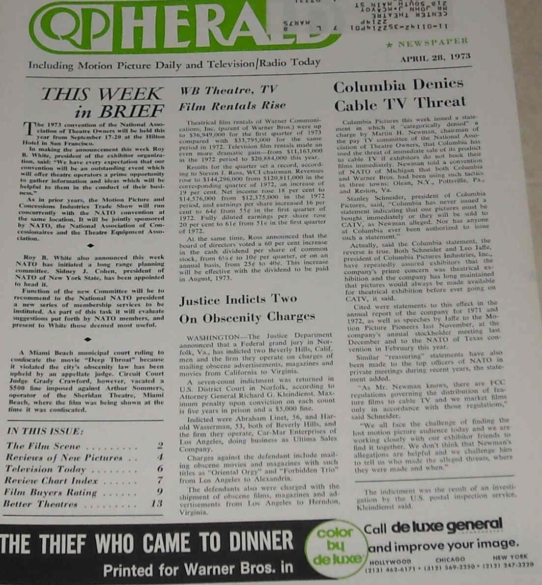 QP HERALD magazine side cover 28 April 1973