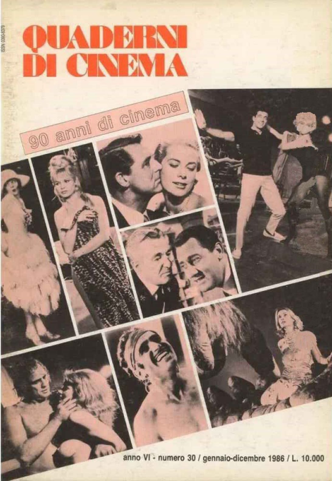QUADERNI DI CINEMA magazine side cover Issue 30  January/December 1986