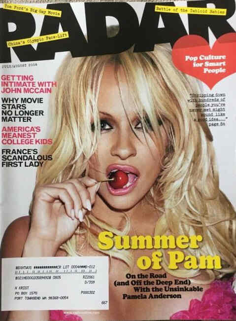RADAR USA magazine side cover  July/August 2008