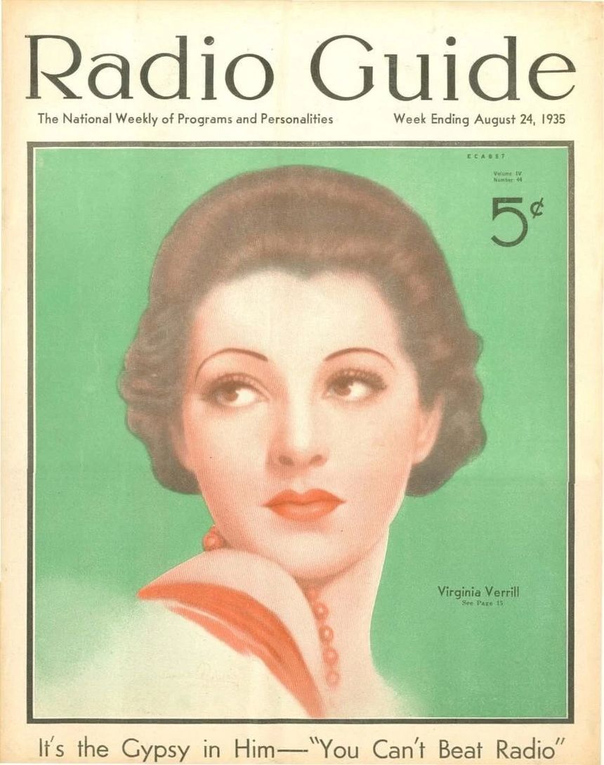 RADIO GUIDE magazine side cover 24 August 1935