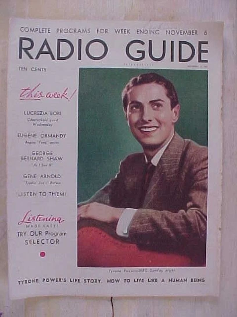 RADIO GUIDE magazine side cover 6 November 1937