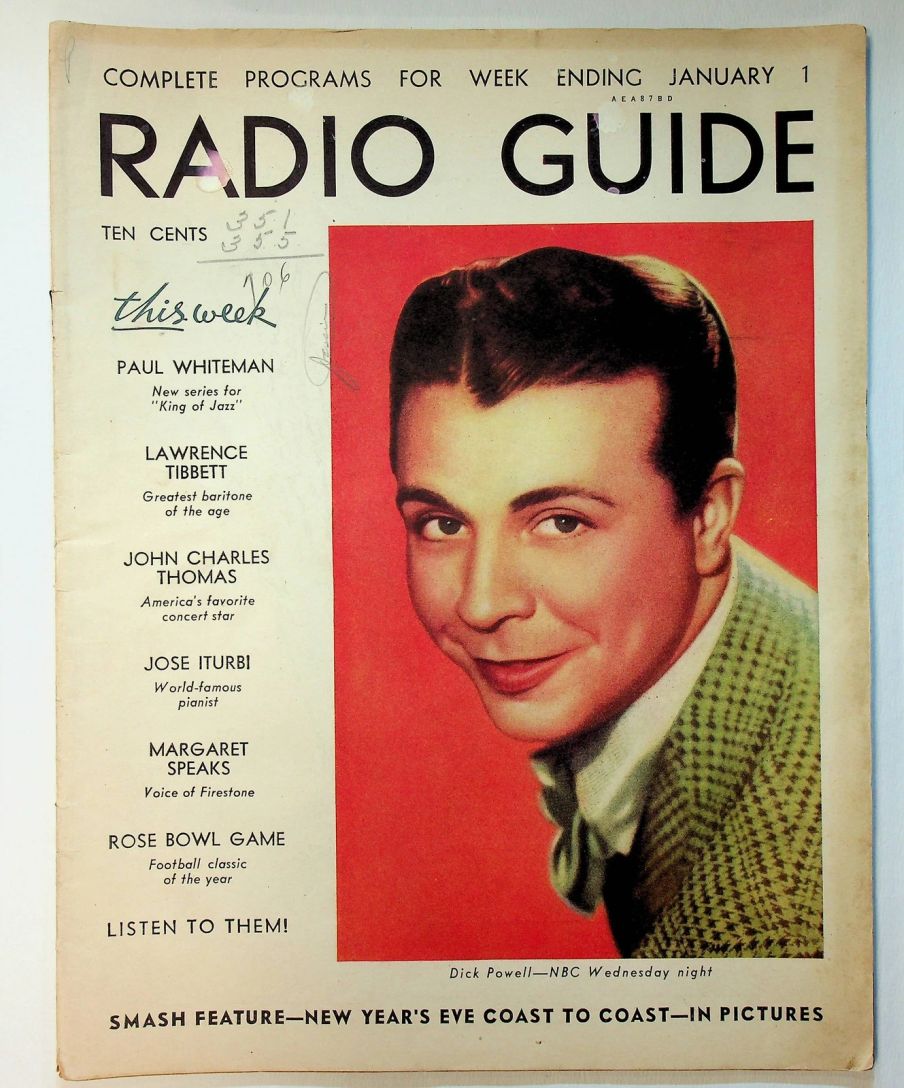 RADIO GUIDE magazine side cover 1 January 1938