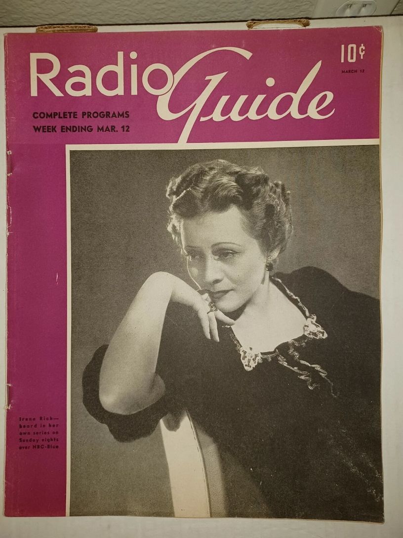 RADIO GUIDE magazine side cover 12 March 1938