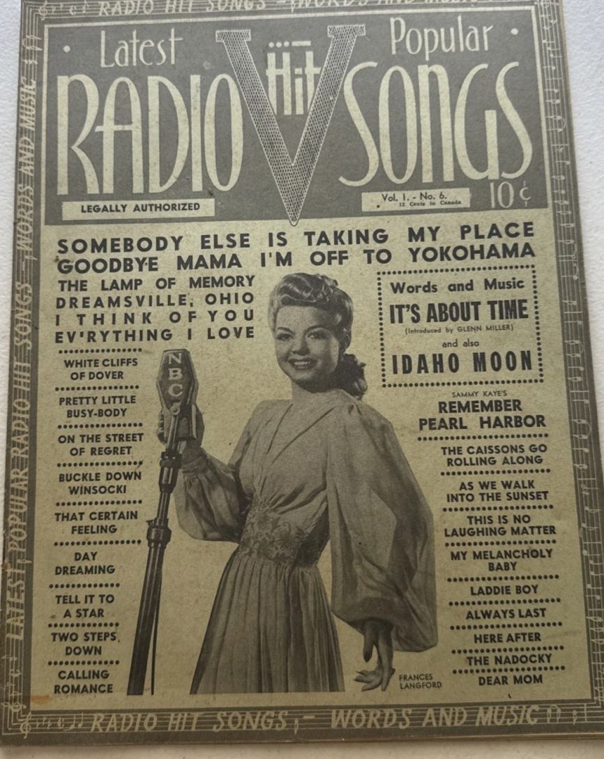 RADIO HIT SONGS magazine side cover Issue 6  March 1942