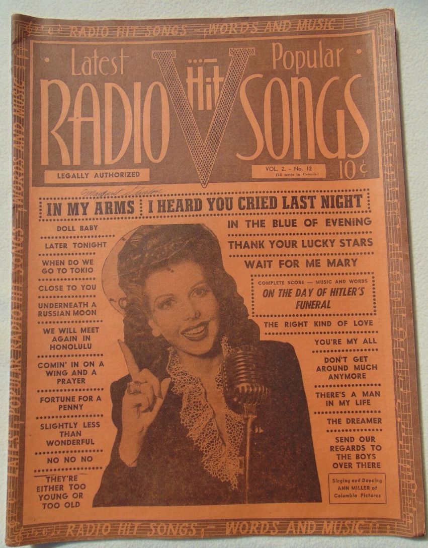 RADIO HIT SONGS magazine side cover Issue 12  October/November 1943