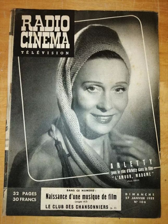 RADIO CINEMA TELEVISION/TELERAMA magazine side cover Issue 106 27 January 1952