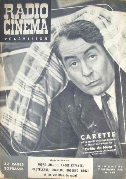 RADIO CINEMA TELEVISION/TELERAMA magazine side cover Issue 138 7 September 1952