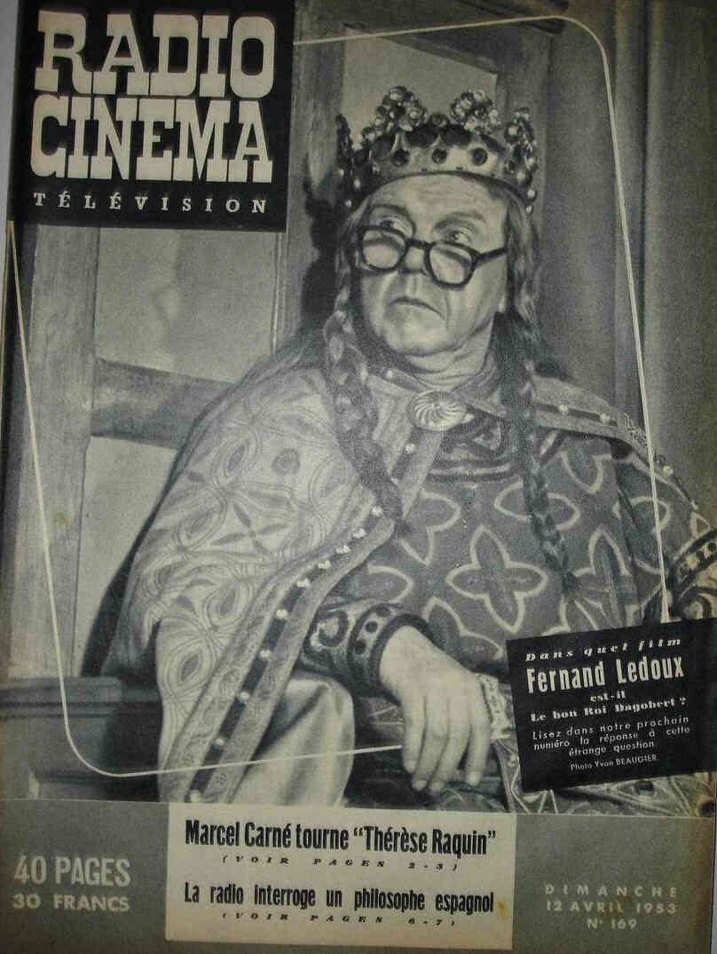 RADIO CINEMA TELEVISION/TELERAMA magazine side cover Issue 169 12 April 1953