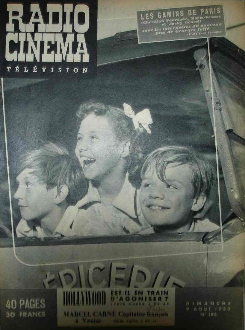 RADIO CINEMA TELEVISION/TELERAMA magazine side cover Issue 186 9 August 1953