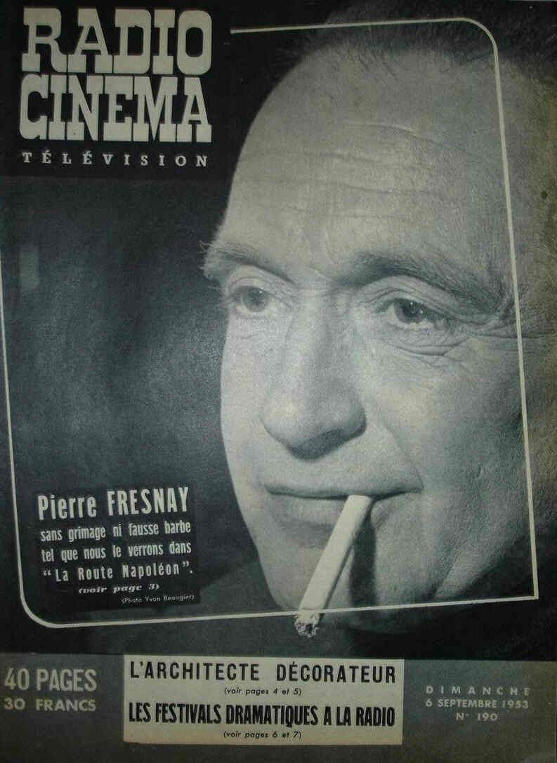 RADIO CINEMA TELEVISION/TELERAMA magazine side cover Issue 190 6 September 1953