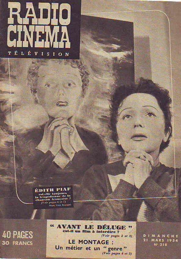 RADIO CINEMA TELEVISION/TELERAMA magazine side cover Issue 218 21 March 1954