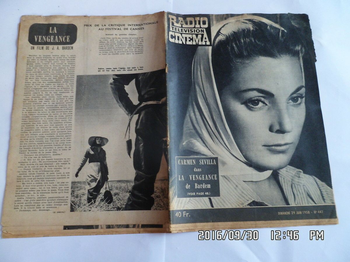 RADIO CINEMA TELEVISION/TELERAMA magazine side cover Issue 441 29 June 1958