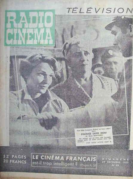RADIO CINEMA TELEVISION/TELERAMA magazine side cover Issue 49 24 December 1950
