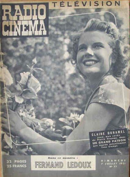 RADIO CINEMA TELEVISION/TELERAMA magazine side cover Issue 77 8 July 1951