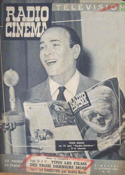RADIO CINEMA TELEVISION/TELERAMA magazine side cover Issue 92 21 October 1951