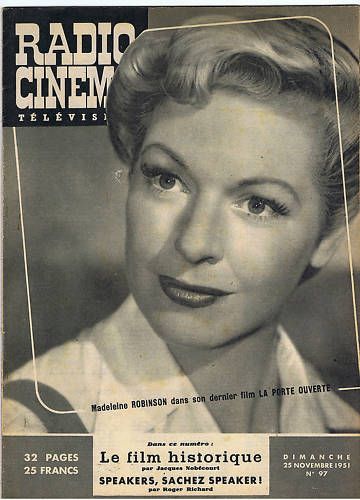 RADIO CINEMA TELEVISION/TELERAMA magazine side cover Issue 97 25 November 1951