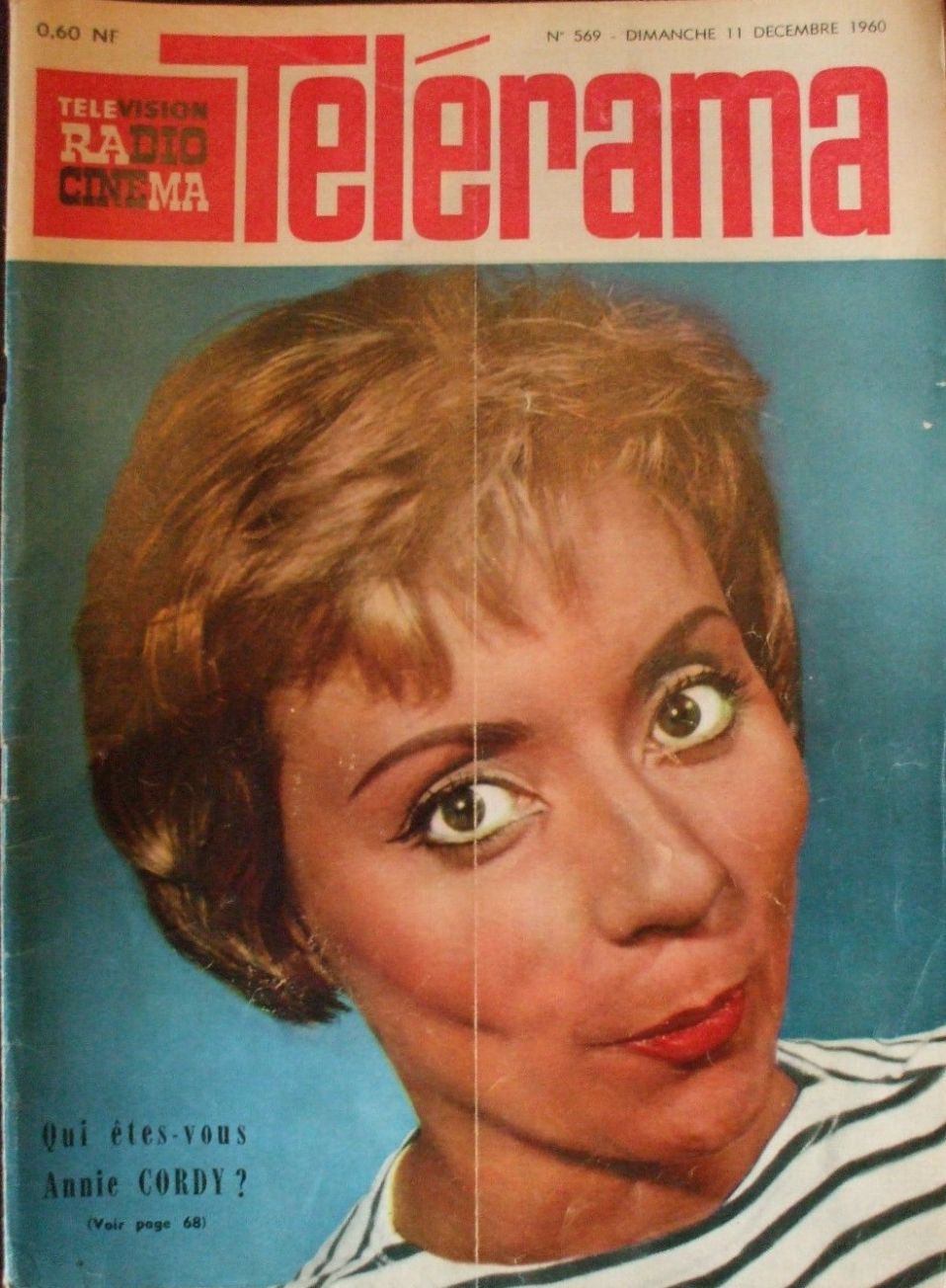 RADIO CINEMA TELEVISION/TELERAMA magazine side cover Issue 569 11 December 1960