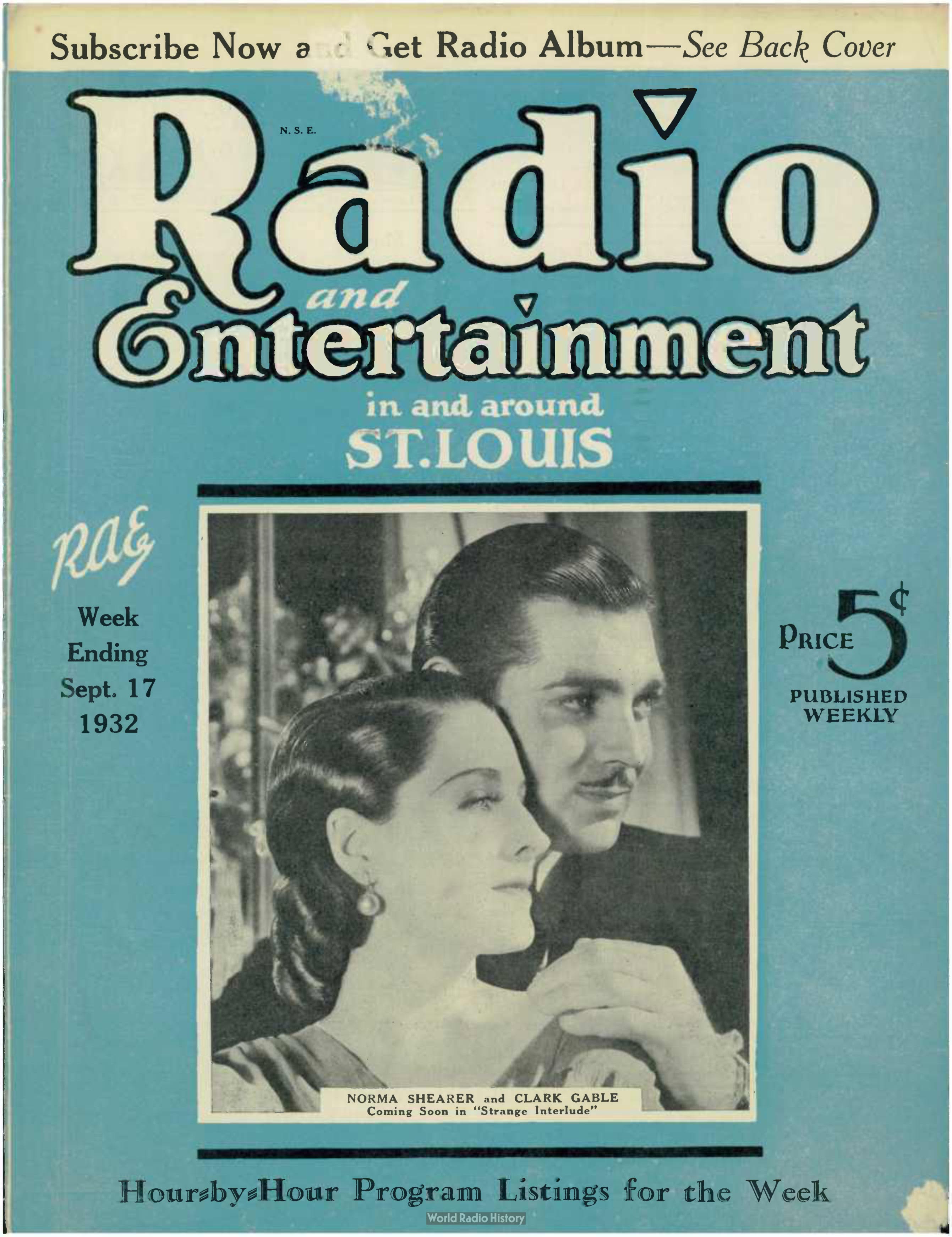 RADIO AND ENTERTAINMENT magazine side cover 17 September 1932