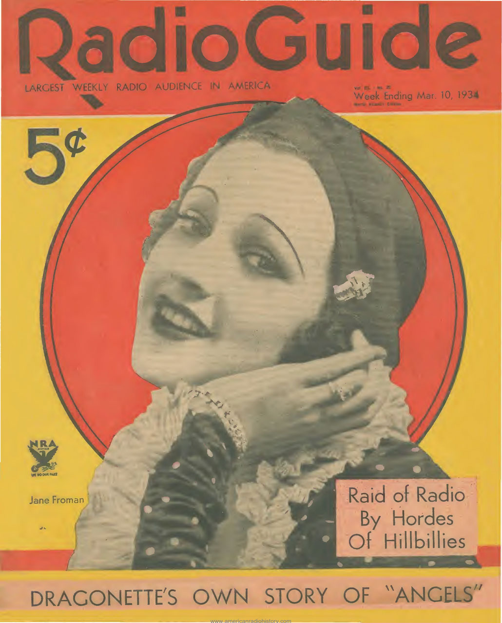 RADIO GUIDE magazine side cover 10 March 1934