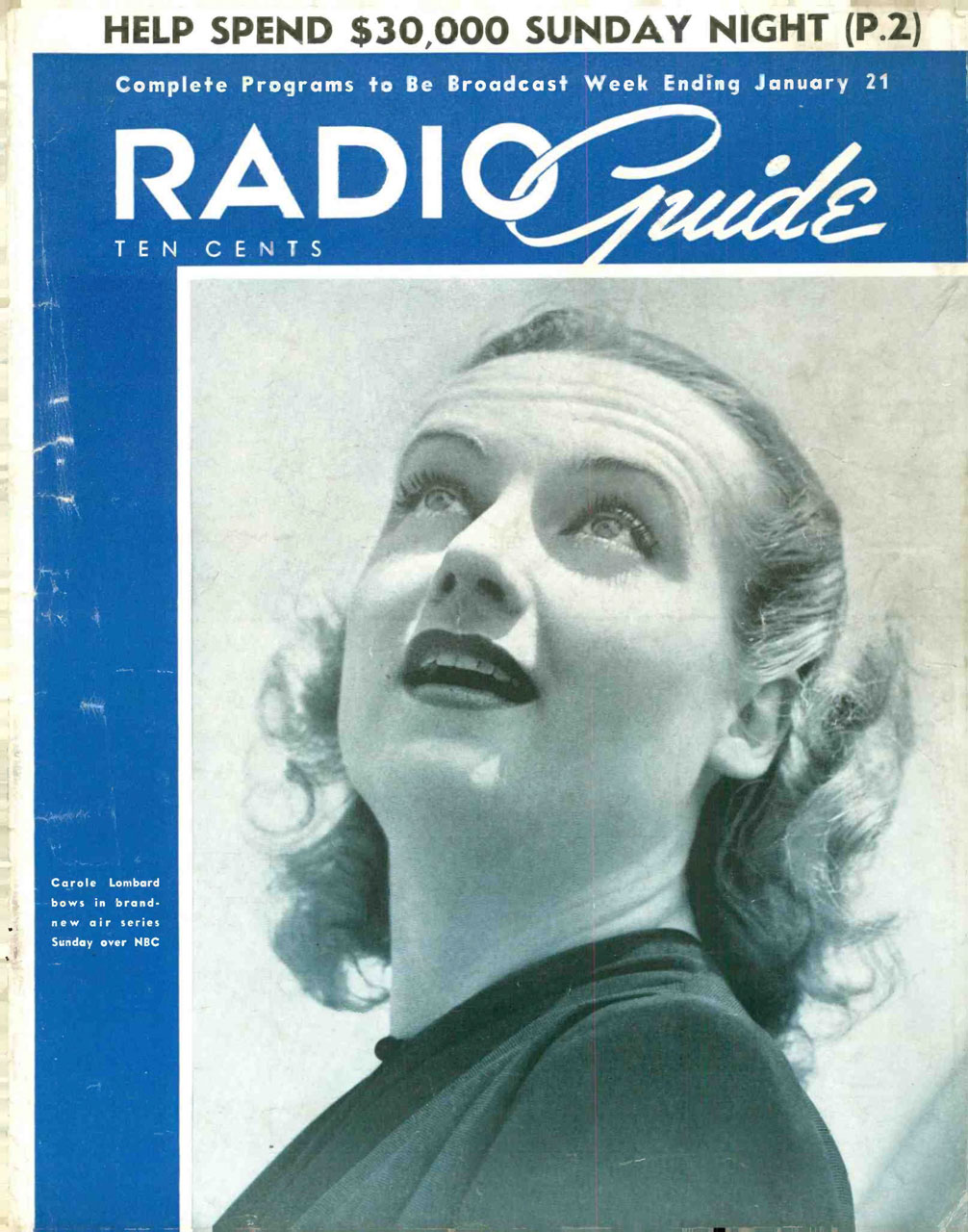RADIO GUIDE magazine side cover 21 January 1939