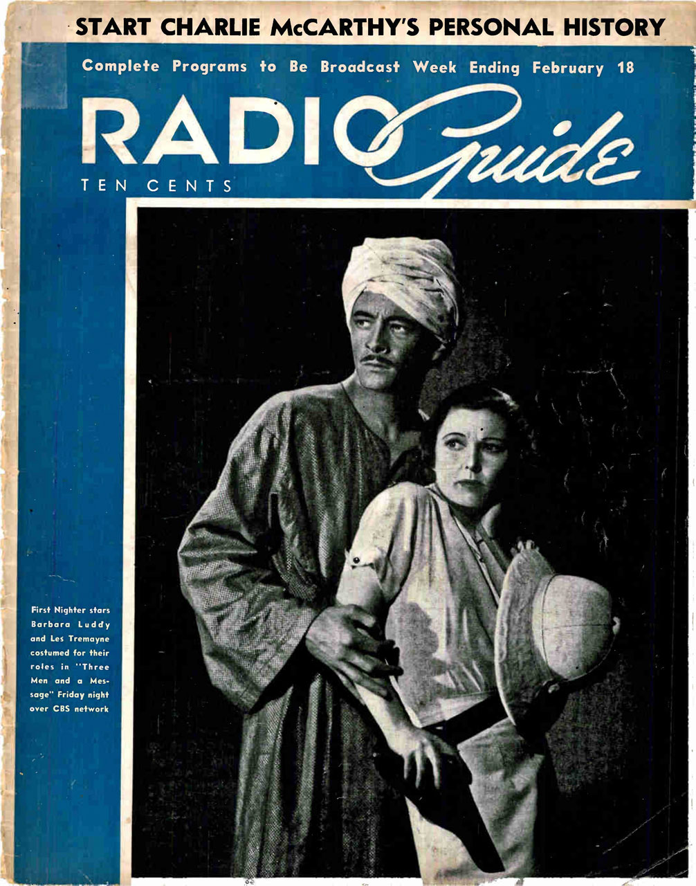 RADIO GUIDE magazine side cover 18 February 1939
