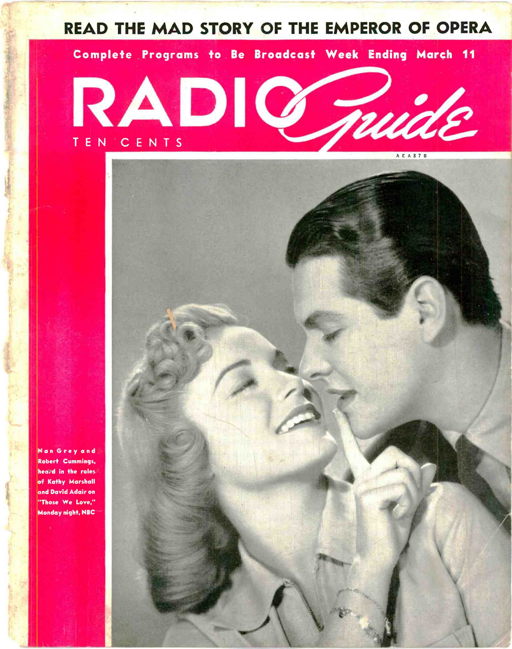 RADIO GUIDE magazine side cover 11 March 1939