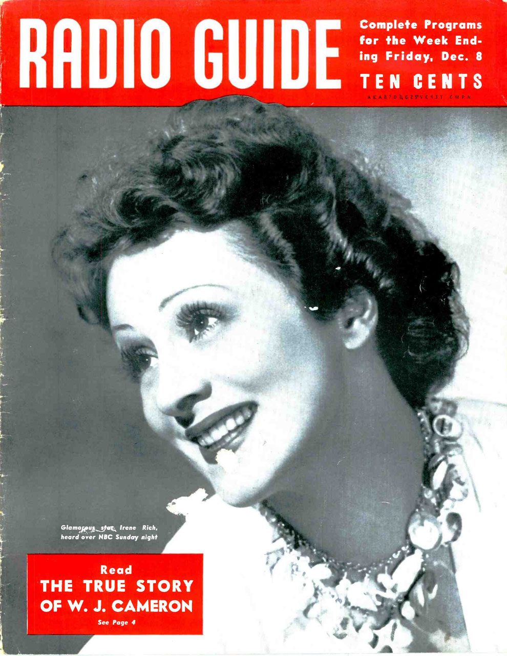 RADIO GUIDE magazine side cover 8 December 1939