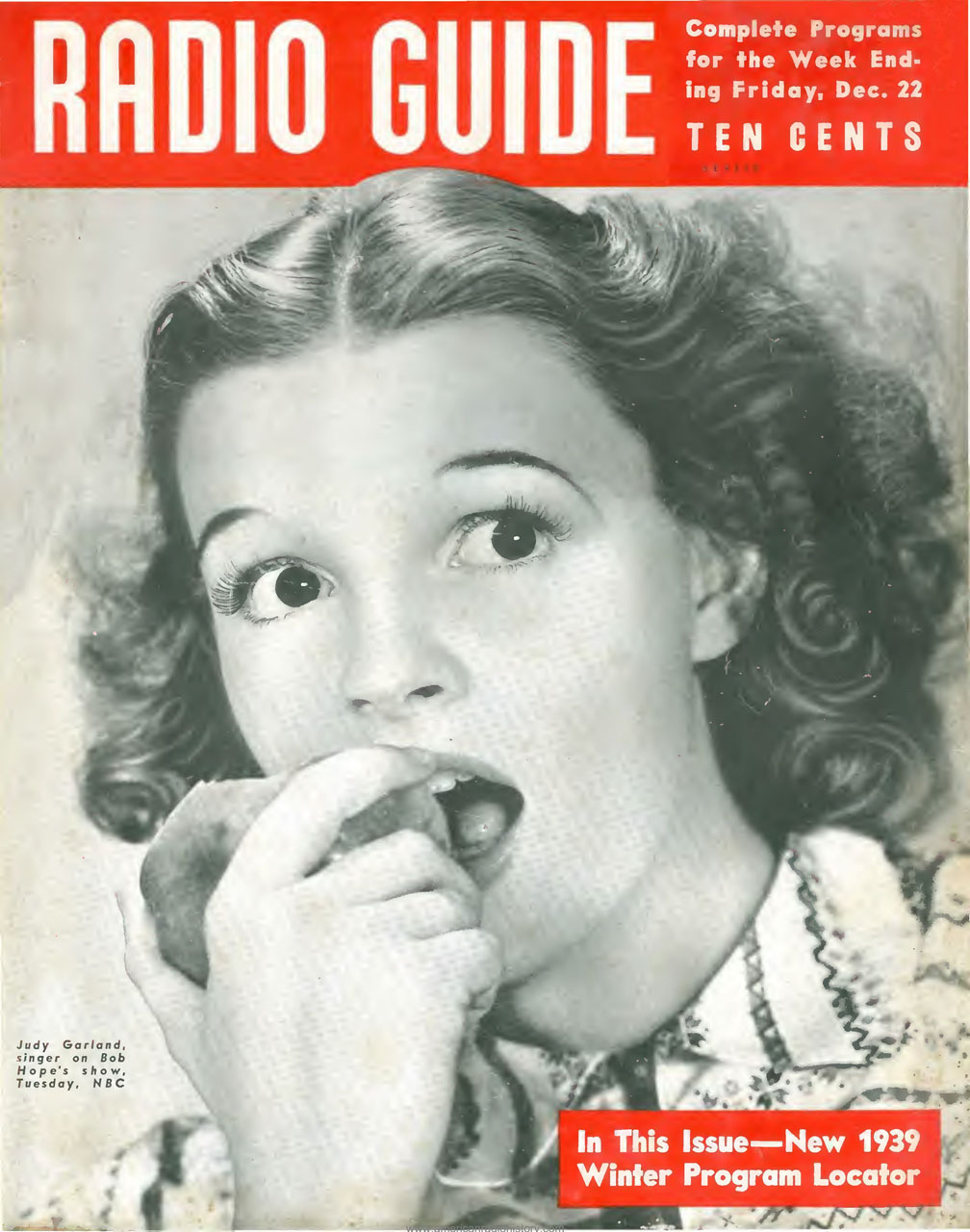 RADIO GUIDE magazine side cover 22 December 1939