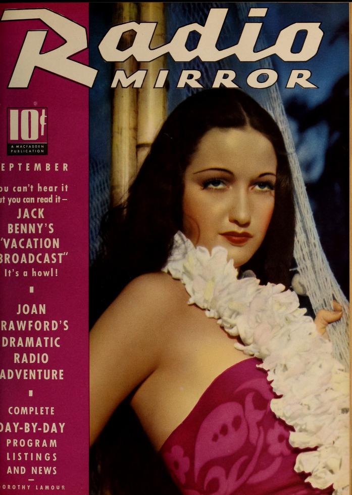 RADIO MIRROR magazine side cover  September 1937