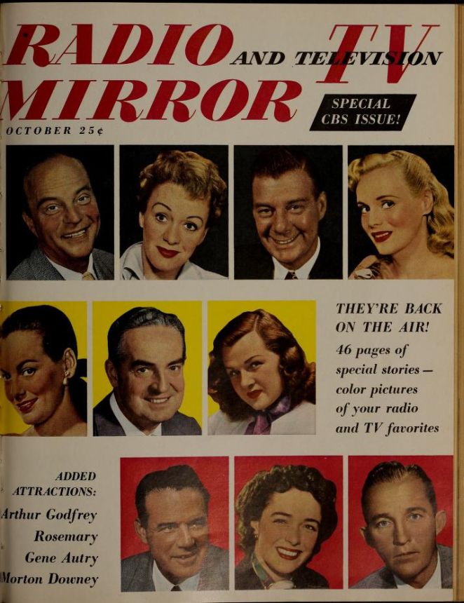 RADIO MIRROR magazine side cover  October 1950