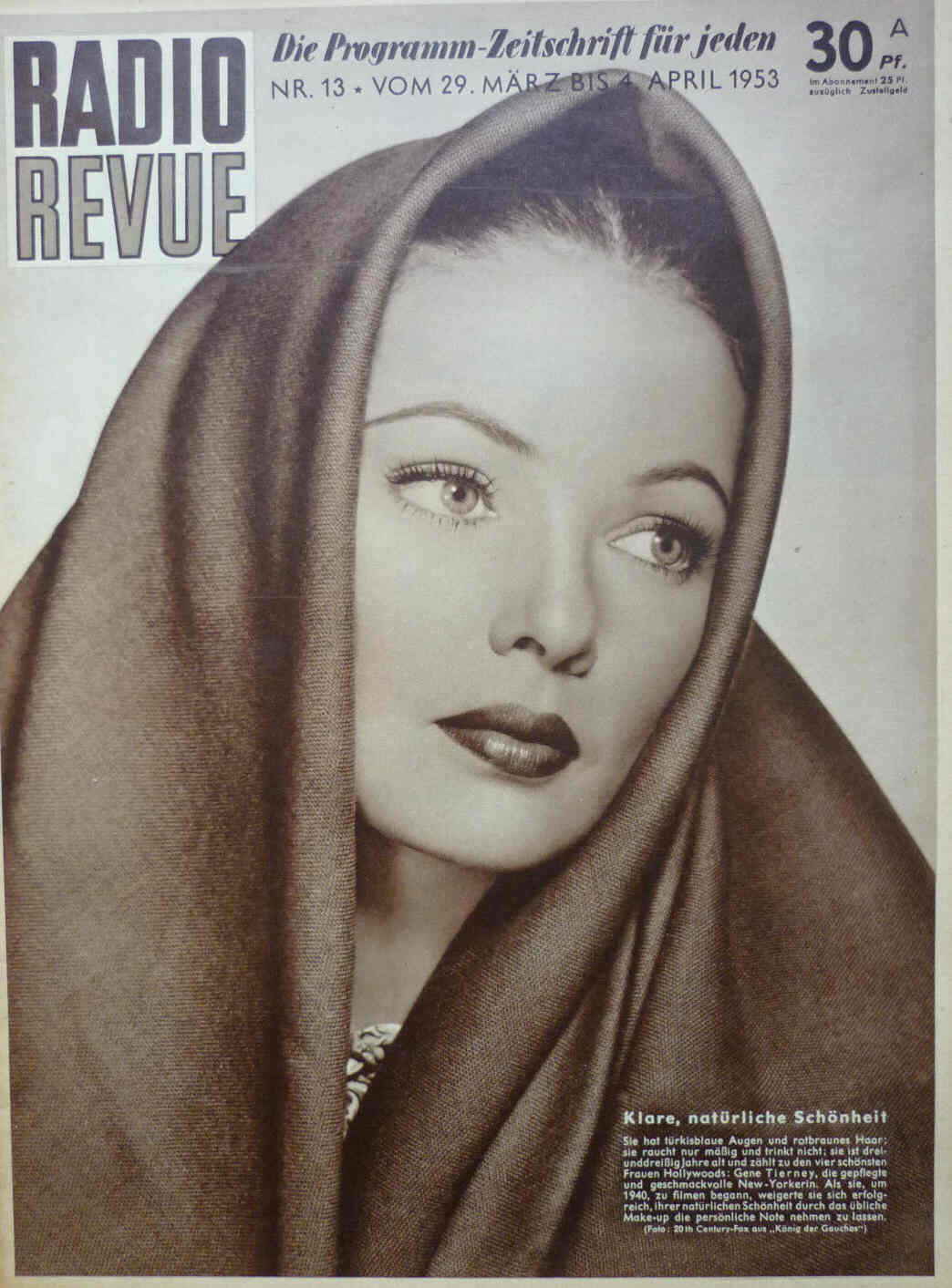 RADIO REVUE magazine side cover Issue 13 29 March 1953