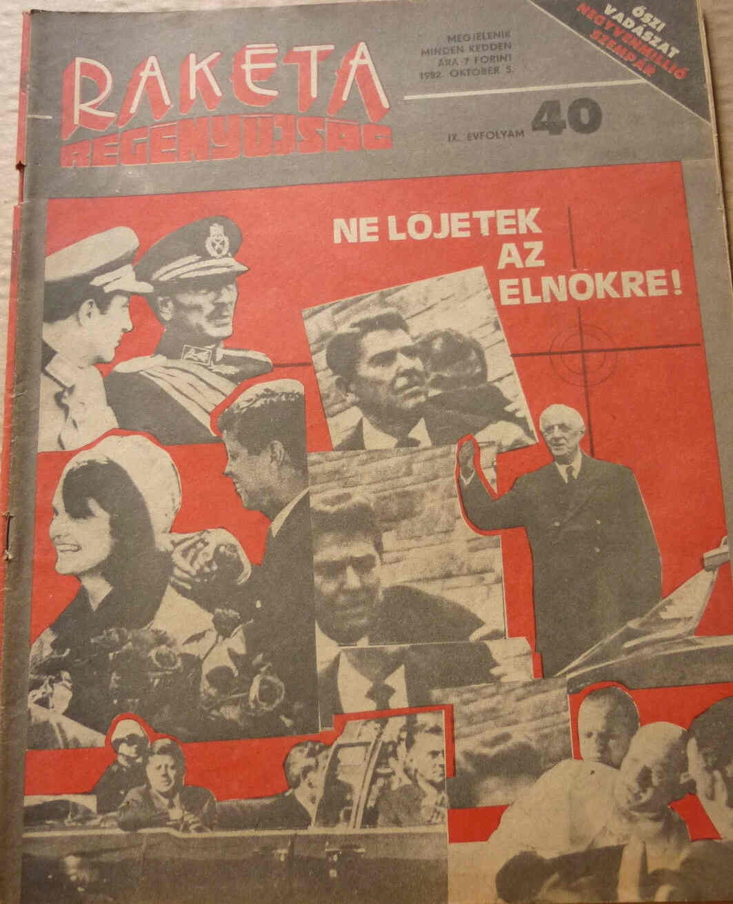 RAKETA REGENYUJSAG magazine side cover Issue 40 5 October 1982