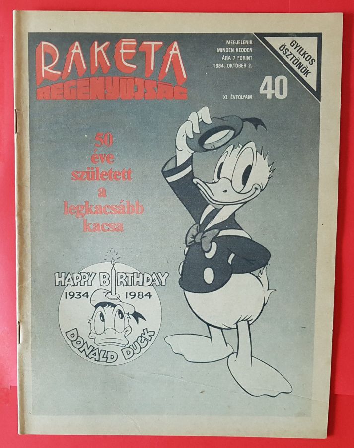 RAKETA REGENYUJSAG magazine side cover Issue 40 2 October 1984