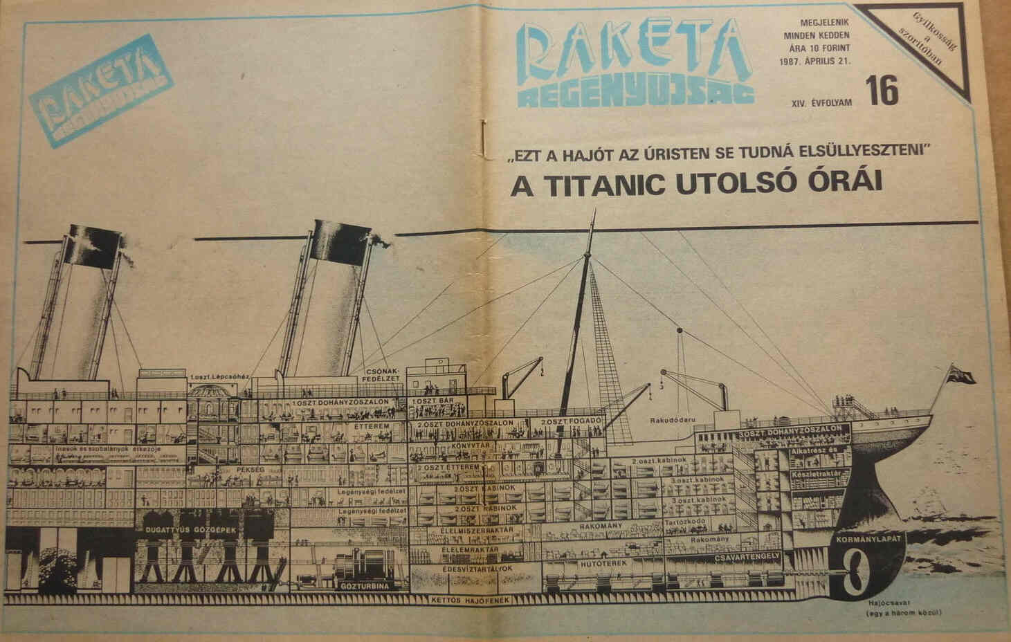 RAKETA REGENYUJSAG magazine side cover Issue 16 21 April 1987
