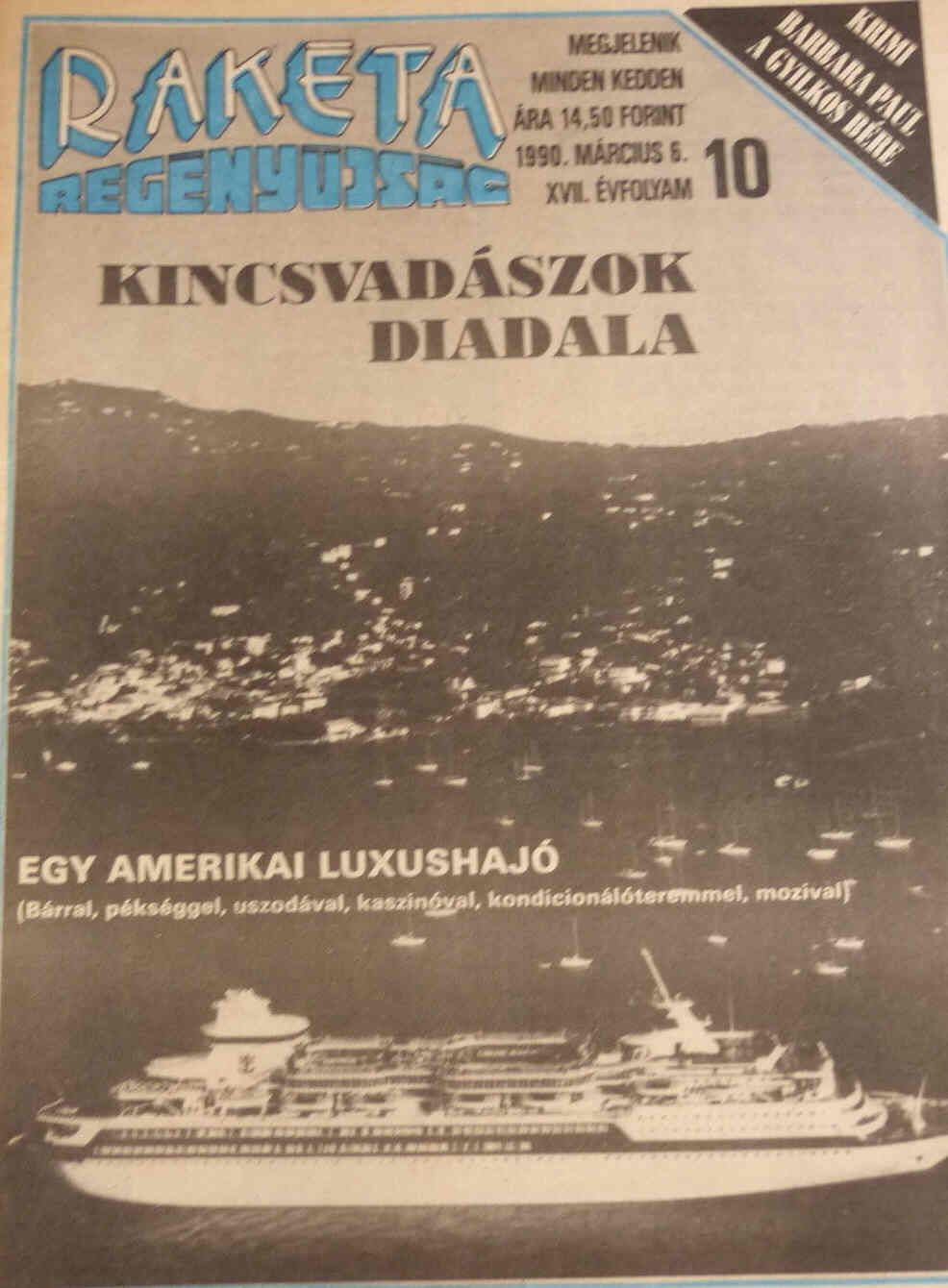 RAKETA REGENYUJSAG magazine side cover Issue 10 6 March 1990