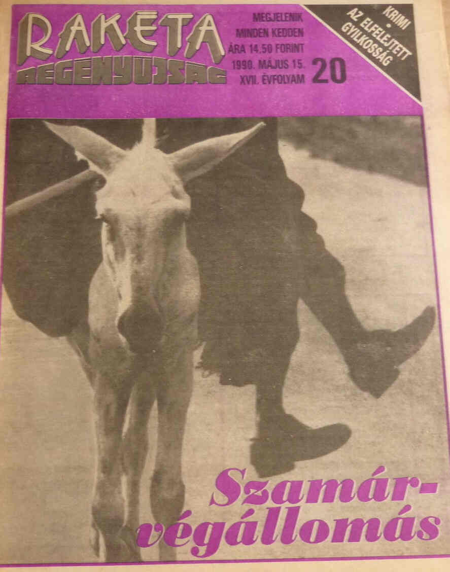 RAKETA REGENYUJSAG magazine side cover Issue 20 15 May 1990