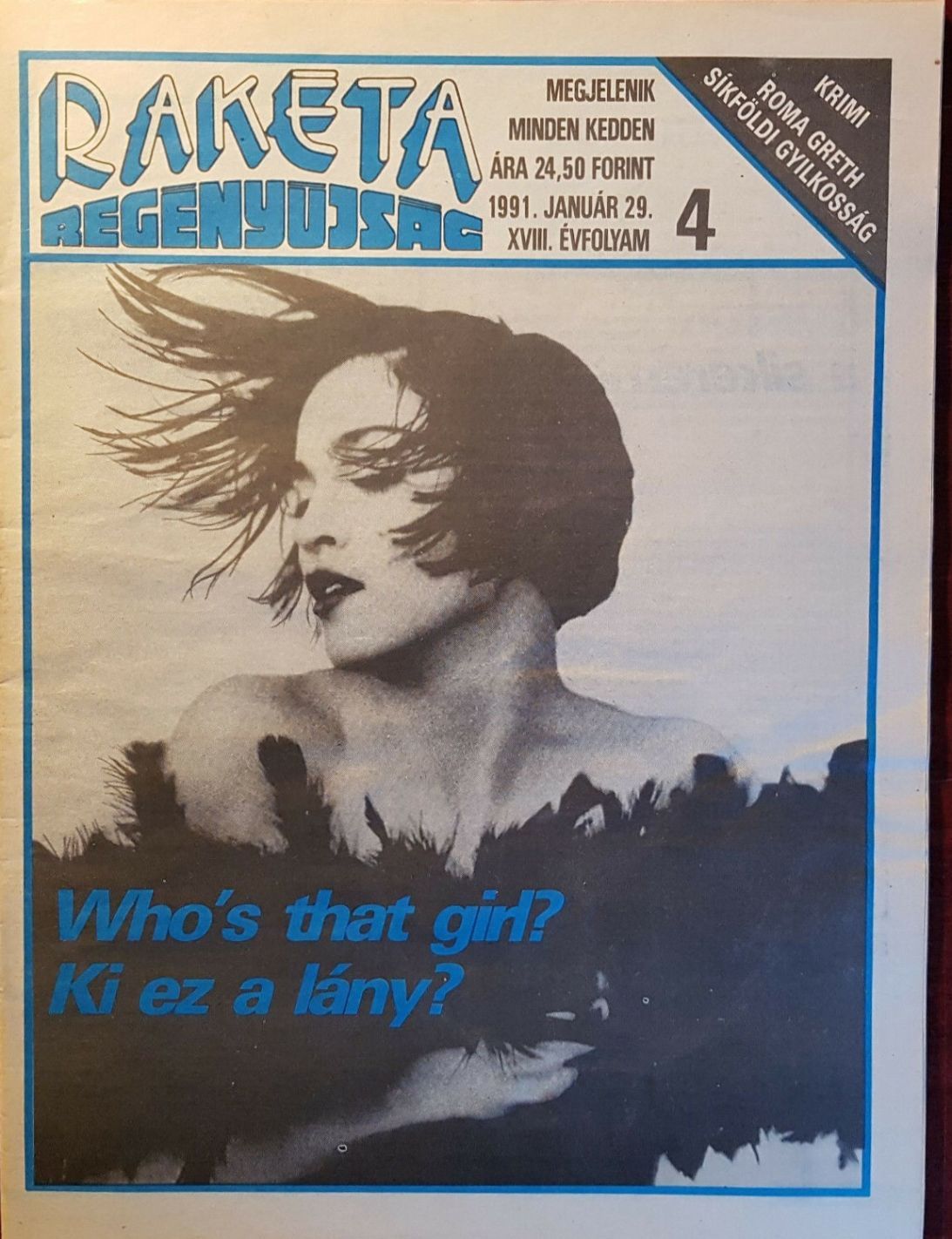 RAKETA REGENYUJSAG magazine side cover Issue 4 29 January 1991
