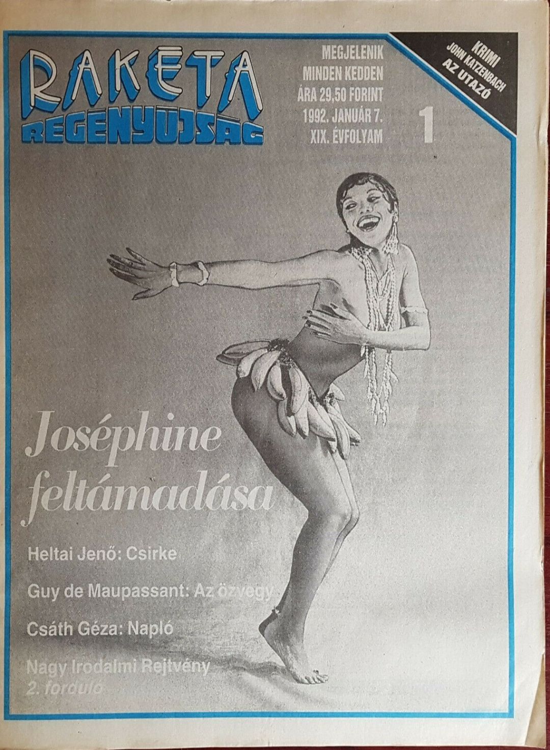 RAKETA REGENYUJSAG magazine side cover Issue 1 7 January 1992