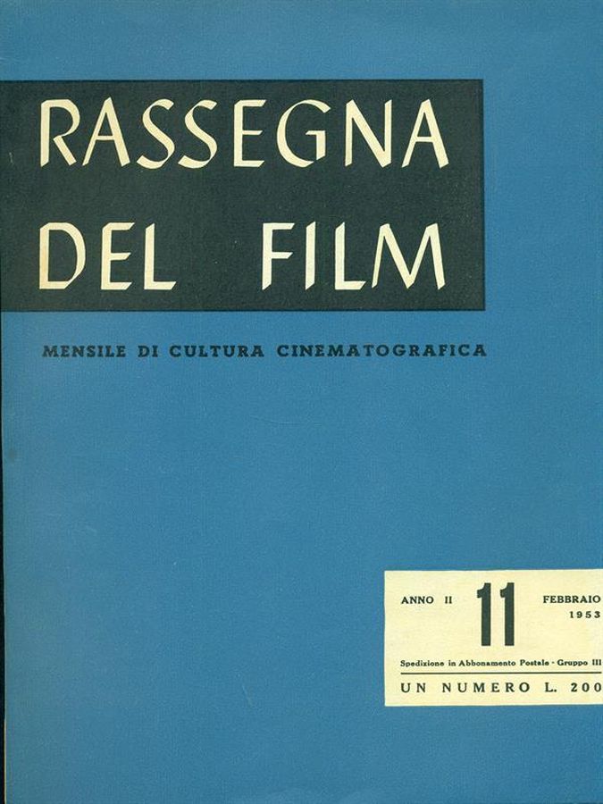 RASSEGNA DEL FILM magazine side cover Issue 11 February 1953